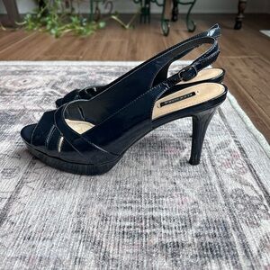 Navy patent leather Alex Marie pumps